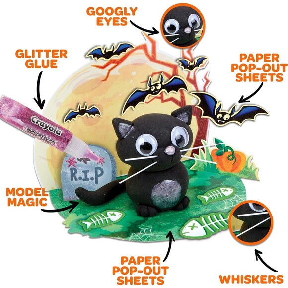 Crayola Halloween Craft Kit Model Clay Magic Black Cat DIY Crafts for Kids - Picture 3 of 7